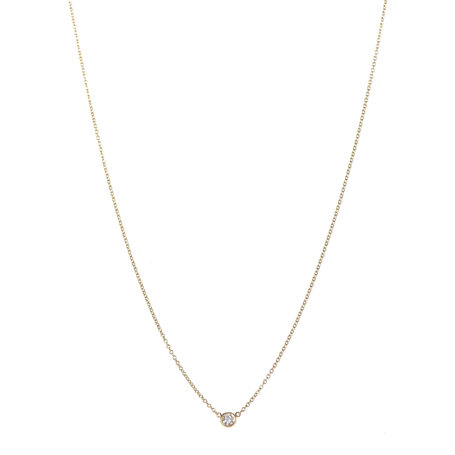 Tiffany 18K Yellow Gold Diamond .14ct Elsa Peretti Diamonds by the Yard Pendant Necklace 1 of 5