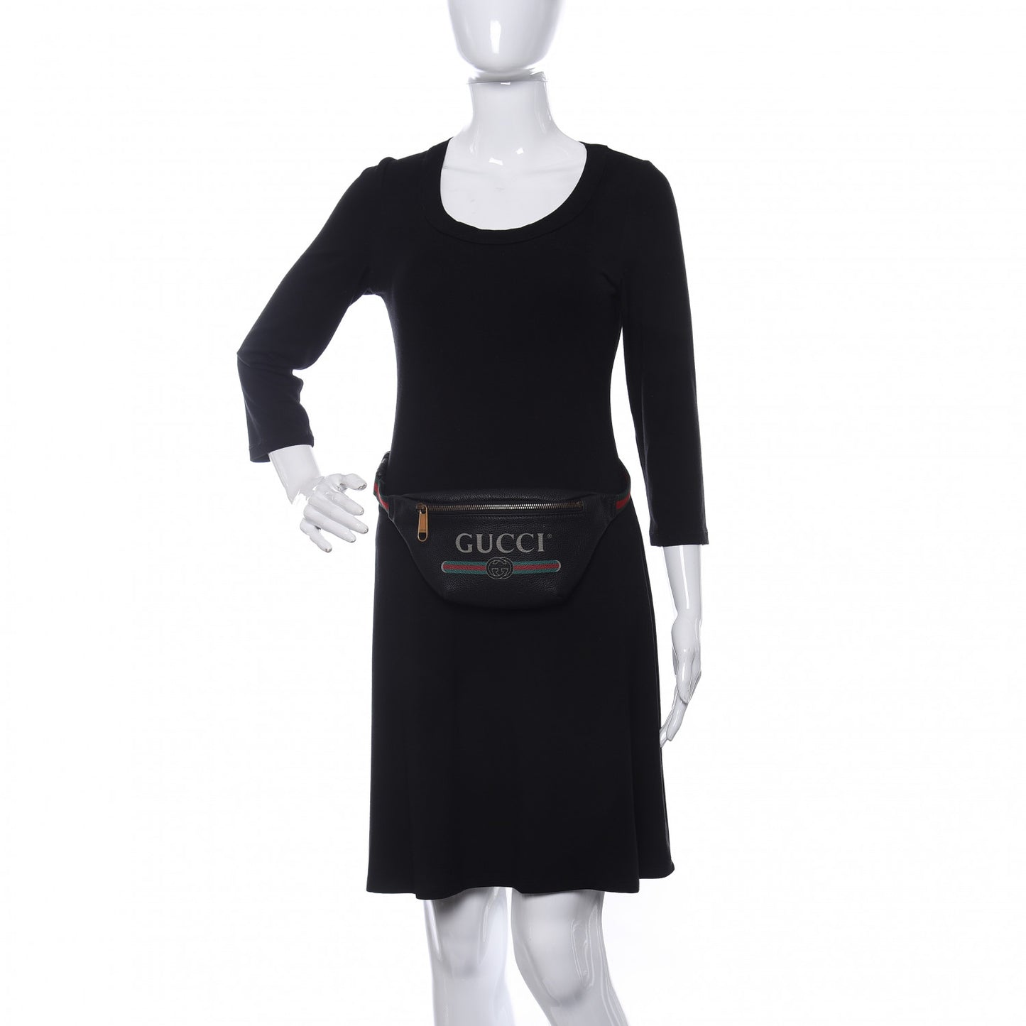 Grained Calfskin Small Logo Belt Bag Black