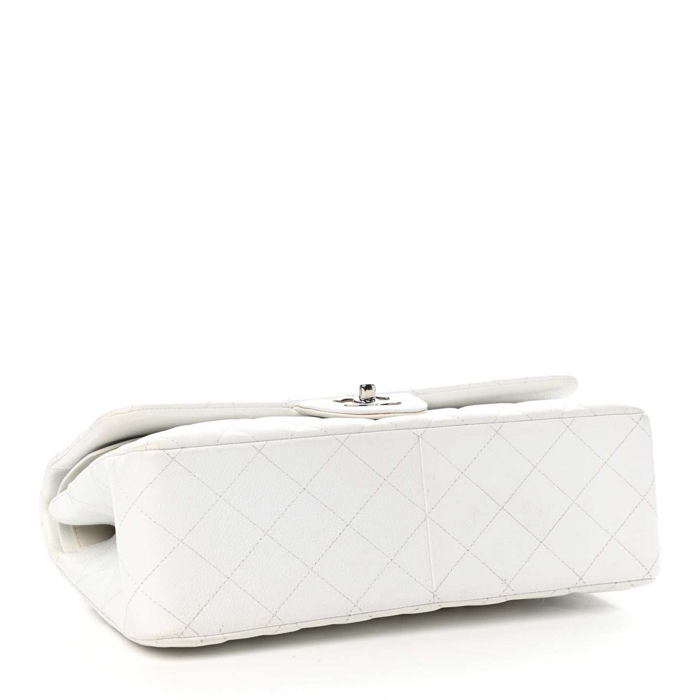 Caviar Quilted Jumbo Double Flap White