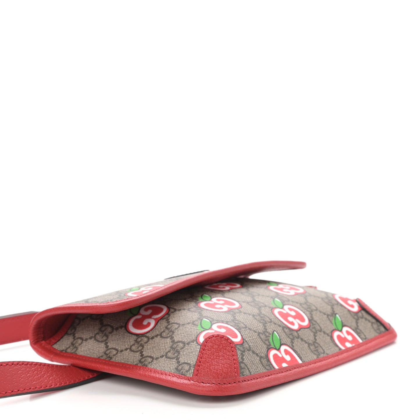 GG Supreme Monogram Apple Interlocking G Belt Bag Beige Multicolor Lobster Red