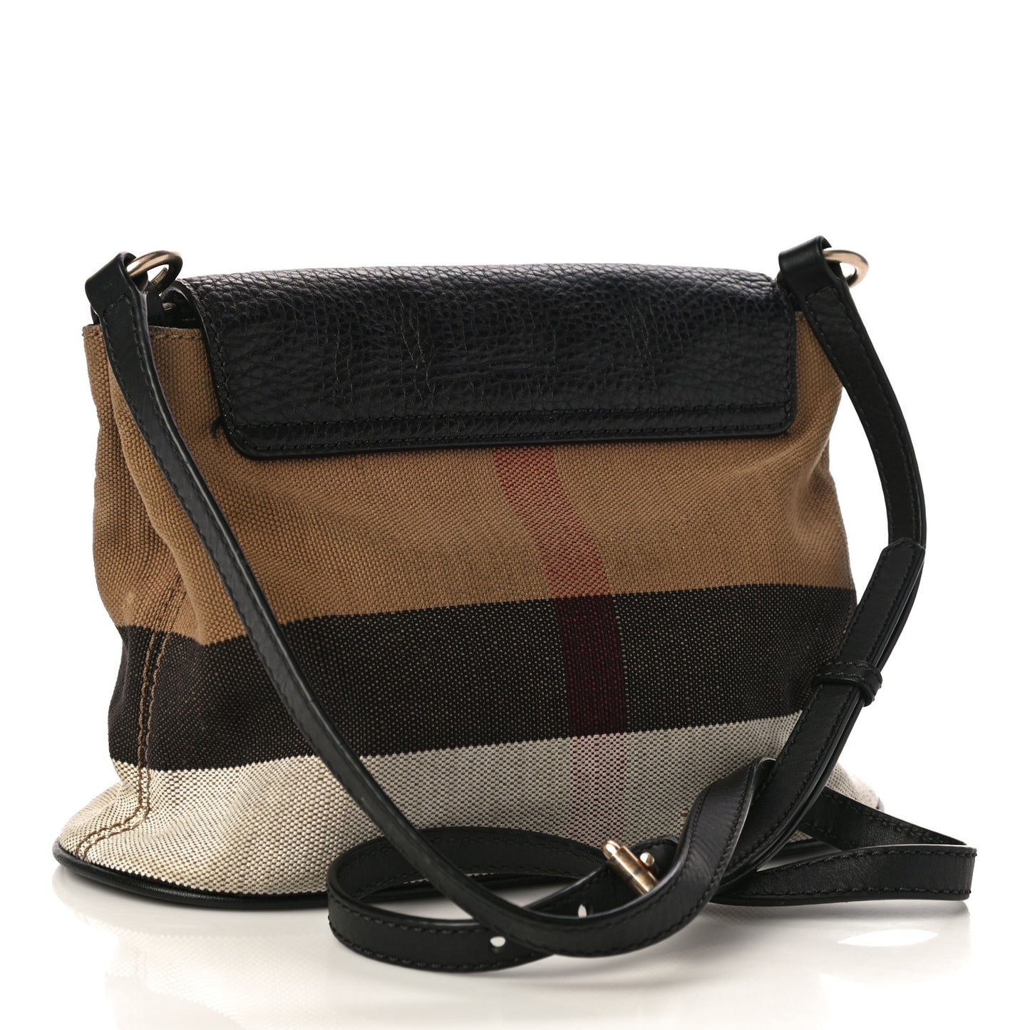 Mega Check Grainy Calfskin Small Gowan Messenger Bag Black