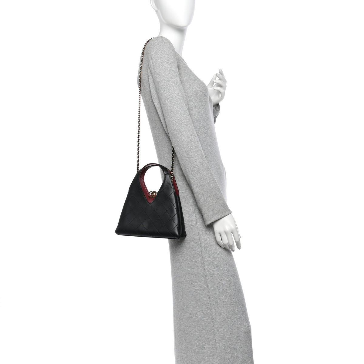 Calfskin Chic Lady Small Shopping Tote Black