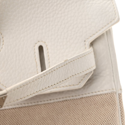 Hermes Toile Taurillon Clemence Birkin 35 White 27 of 33