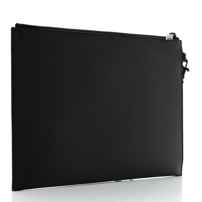 Saint Laurent Grain De Poudre Monogram Monochrome Cassandre Tablet Pouch Black 3 of 9