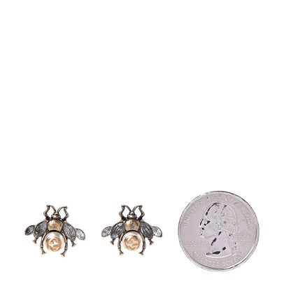 Gucci Crystal Pearl Bee Earrings Gold 2 of 4