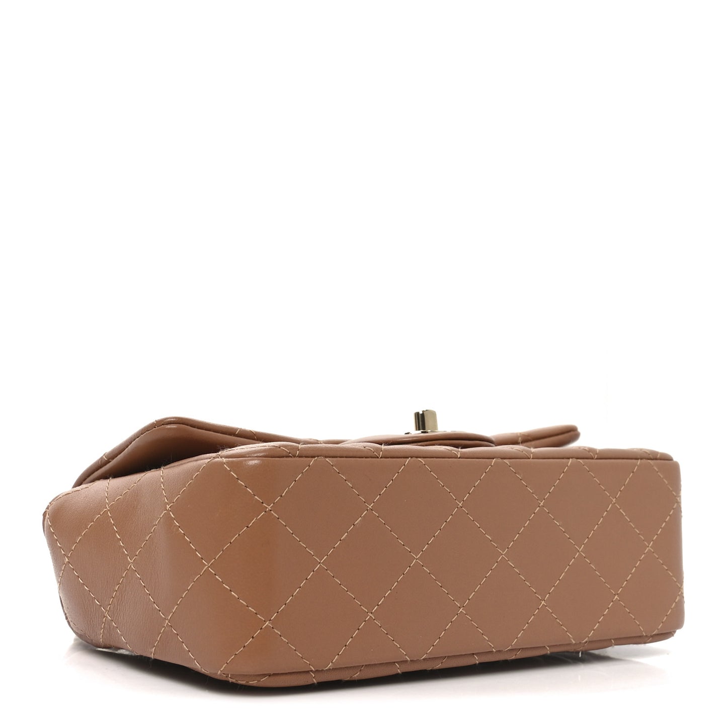 Lambskin Quilted Mini Rectangular Flap Brown