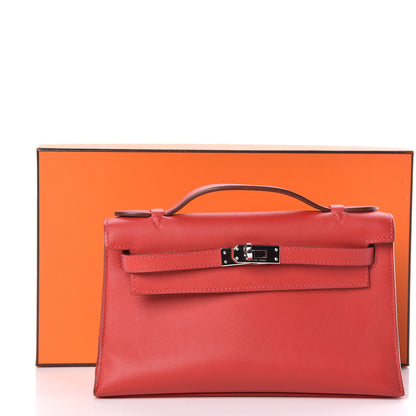 Hermes Swift Kelly Pochette Clutch Vermillion 11 of 11