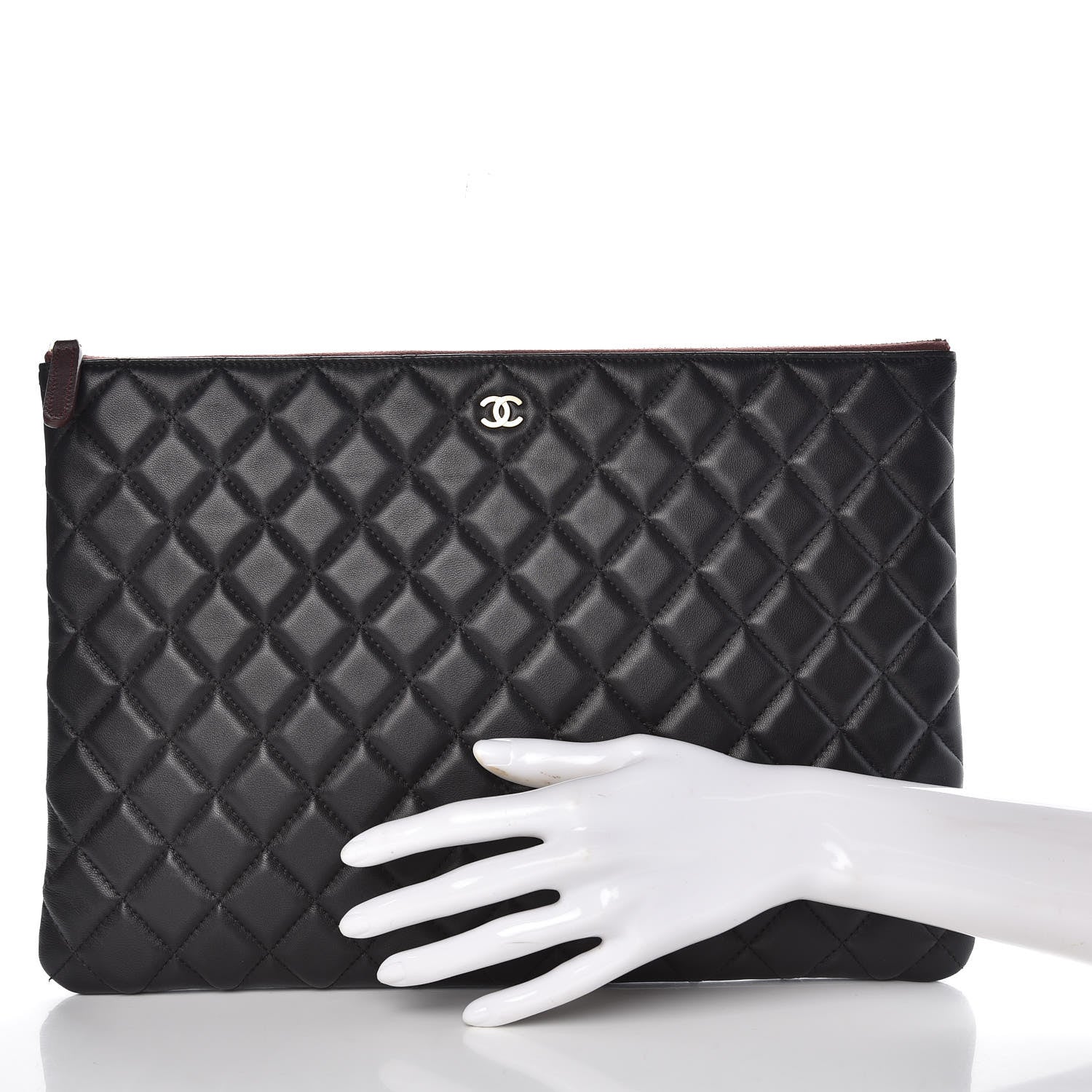 Chanel Lambskin Quilted Large Cosmetic Case Black 2 of 9