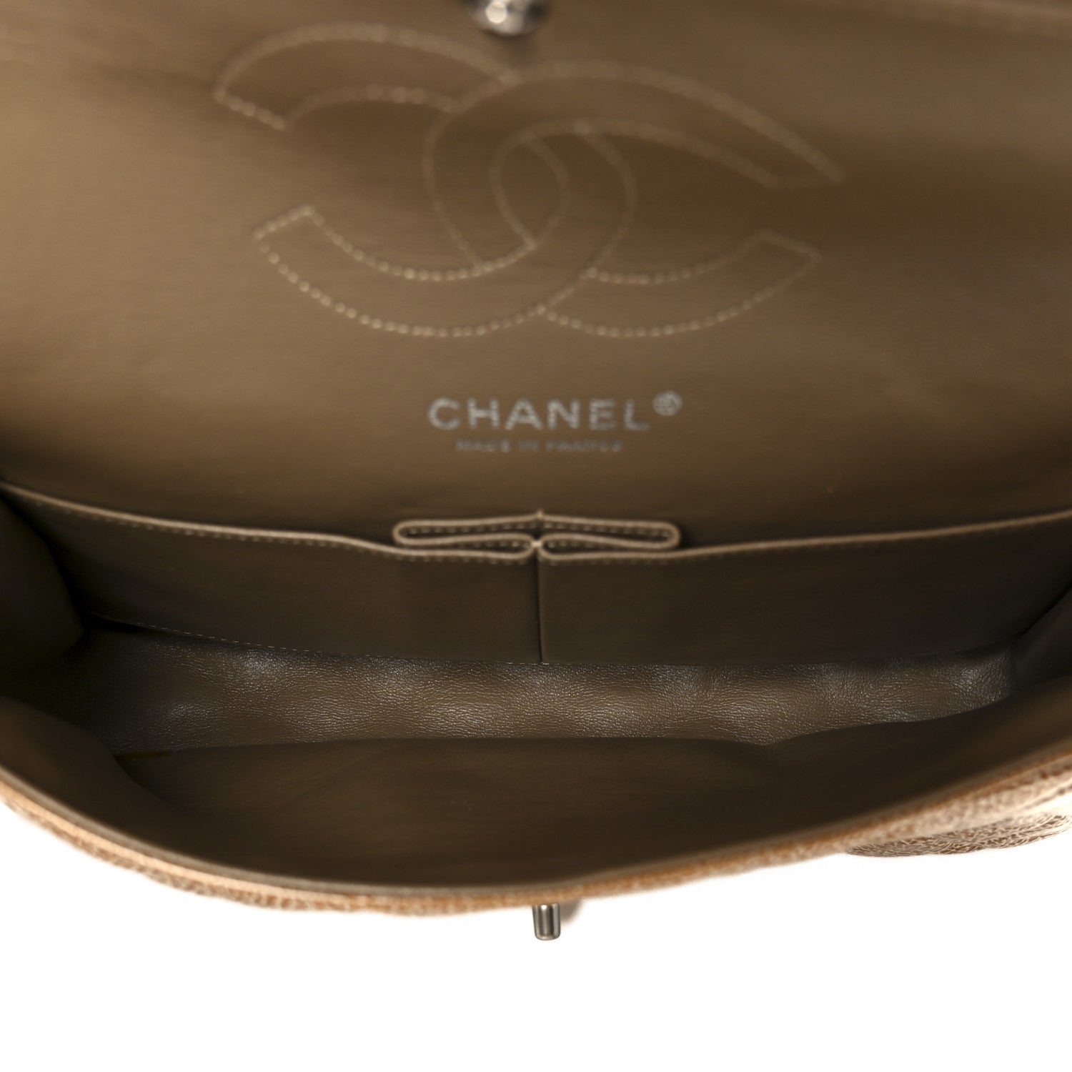 Chanel Crinkled Patent Quilted Medium Double Flap Beige 5 of 11