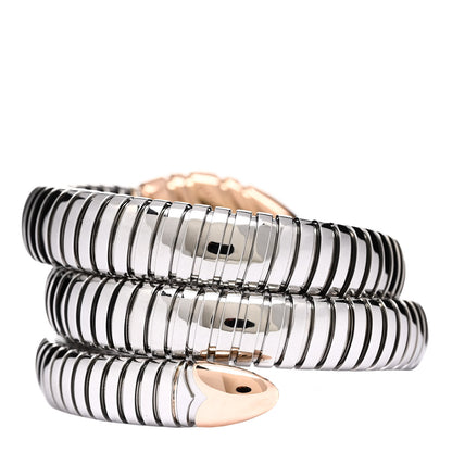 Bulgari Stainless Steel 18K Rose Gold Serpenti Tubogas Double Spiral Bracelet SM 2 of 4