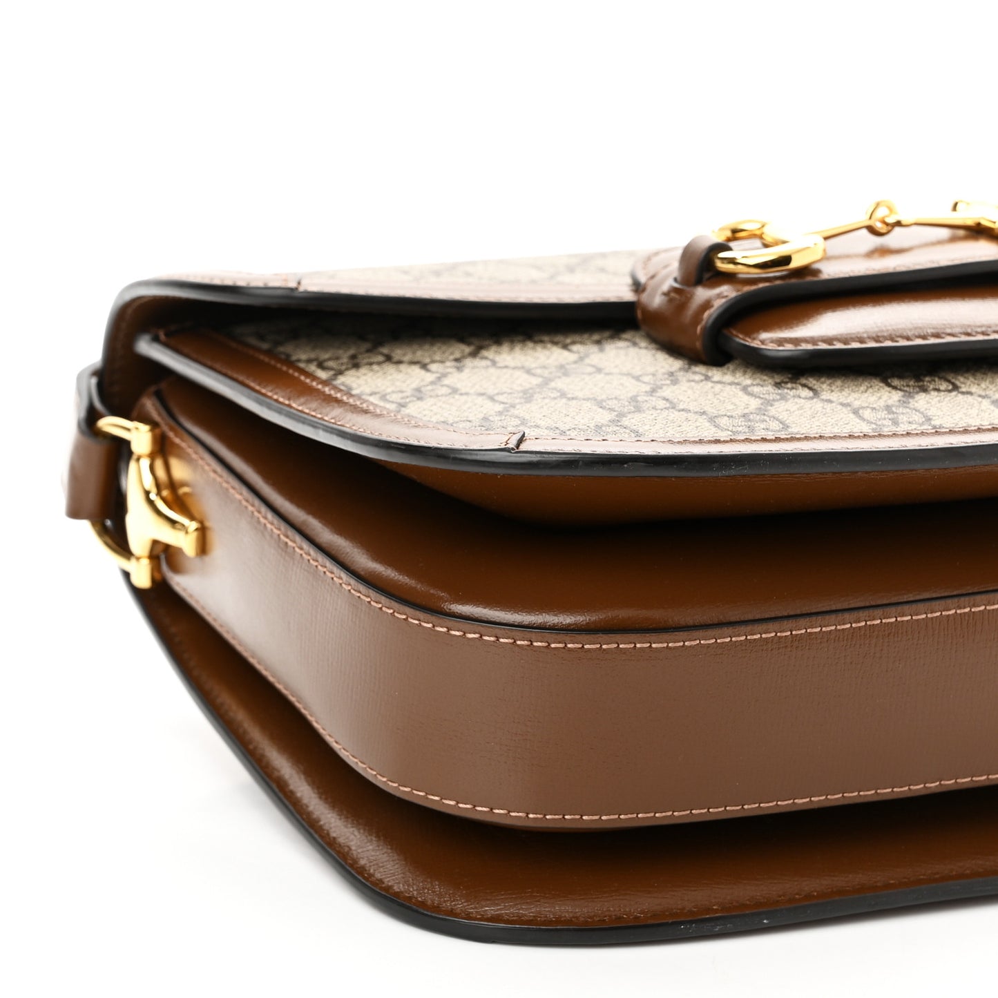 GG Supreme Monogram Horsebit 1955 Shoulder Bag Beige Brown Sugar