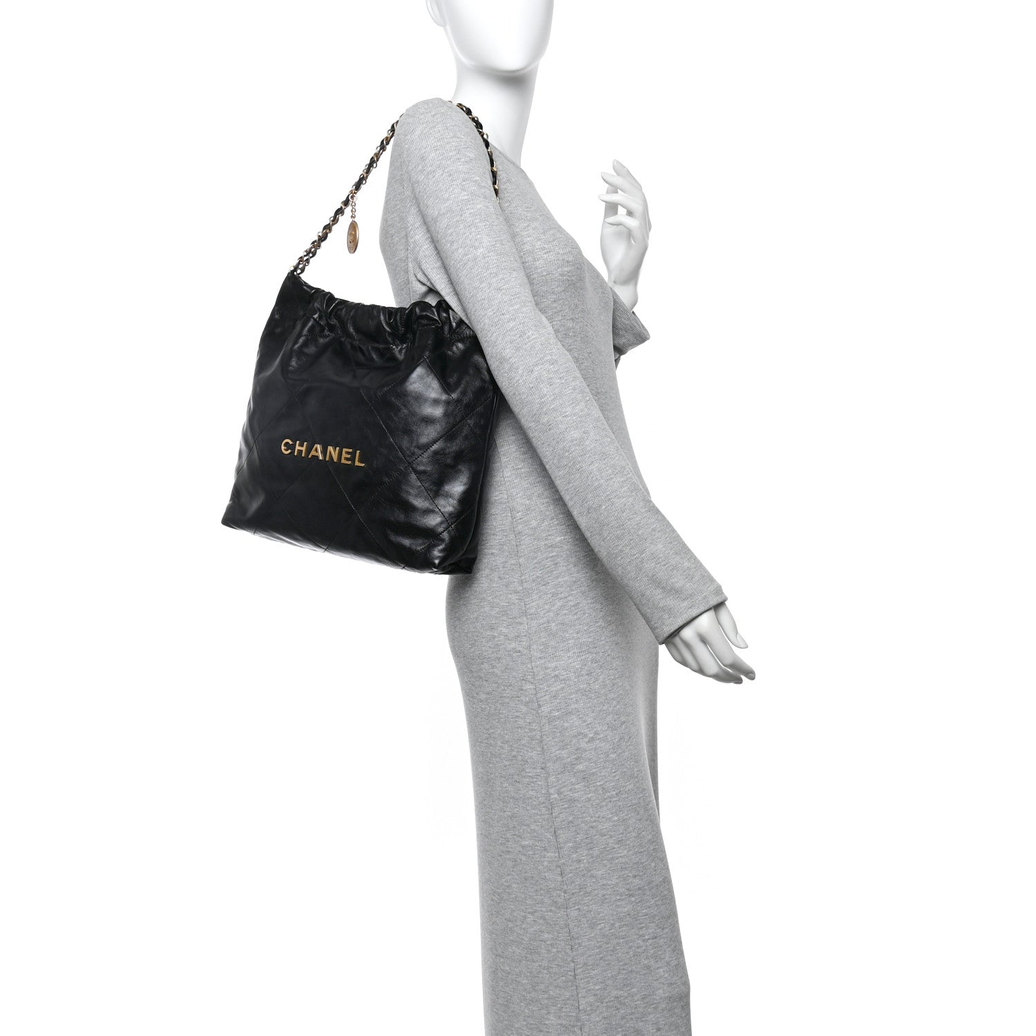Chanel Shiny Calfskin Quilted Small Chanel 22 Black 2 of 11