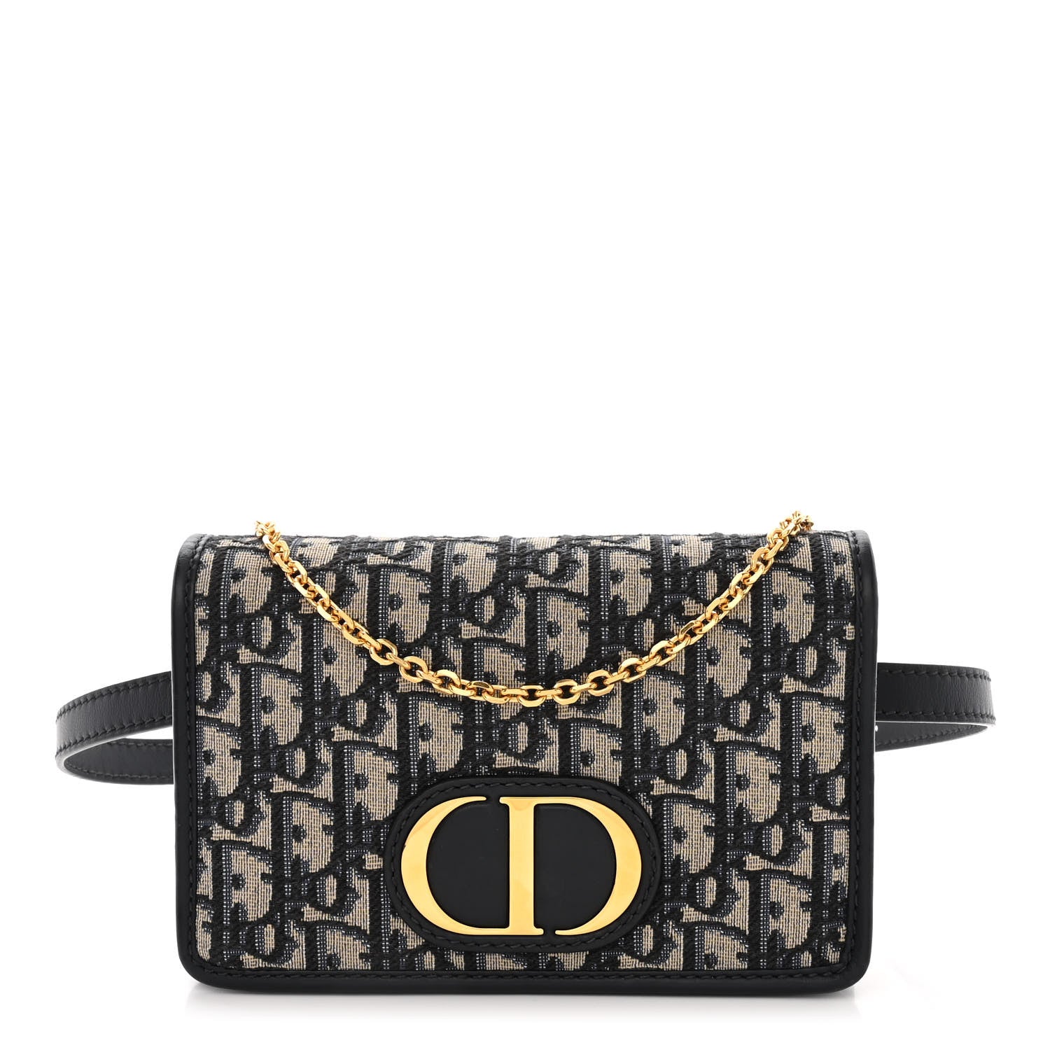 CHRISTIAN DIOR Oblique 30 Montaigne 2-In-1 Pouch in the color blue by FASHIONPHILE