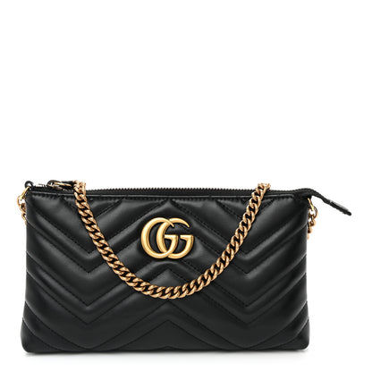 Gucci Calfskin Matelasse Mini GG Marmont Chain Bag Black 1 of 10