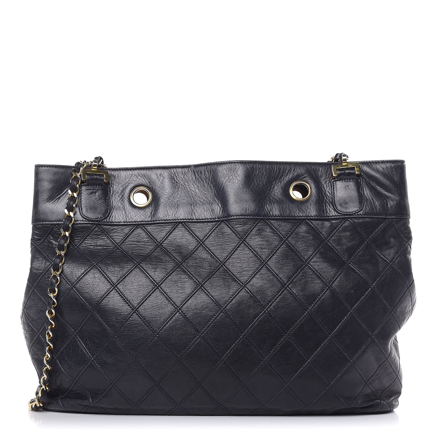 Chanel Lambskin Stitched Shopper Tote Navy 1 of 19