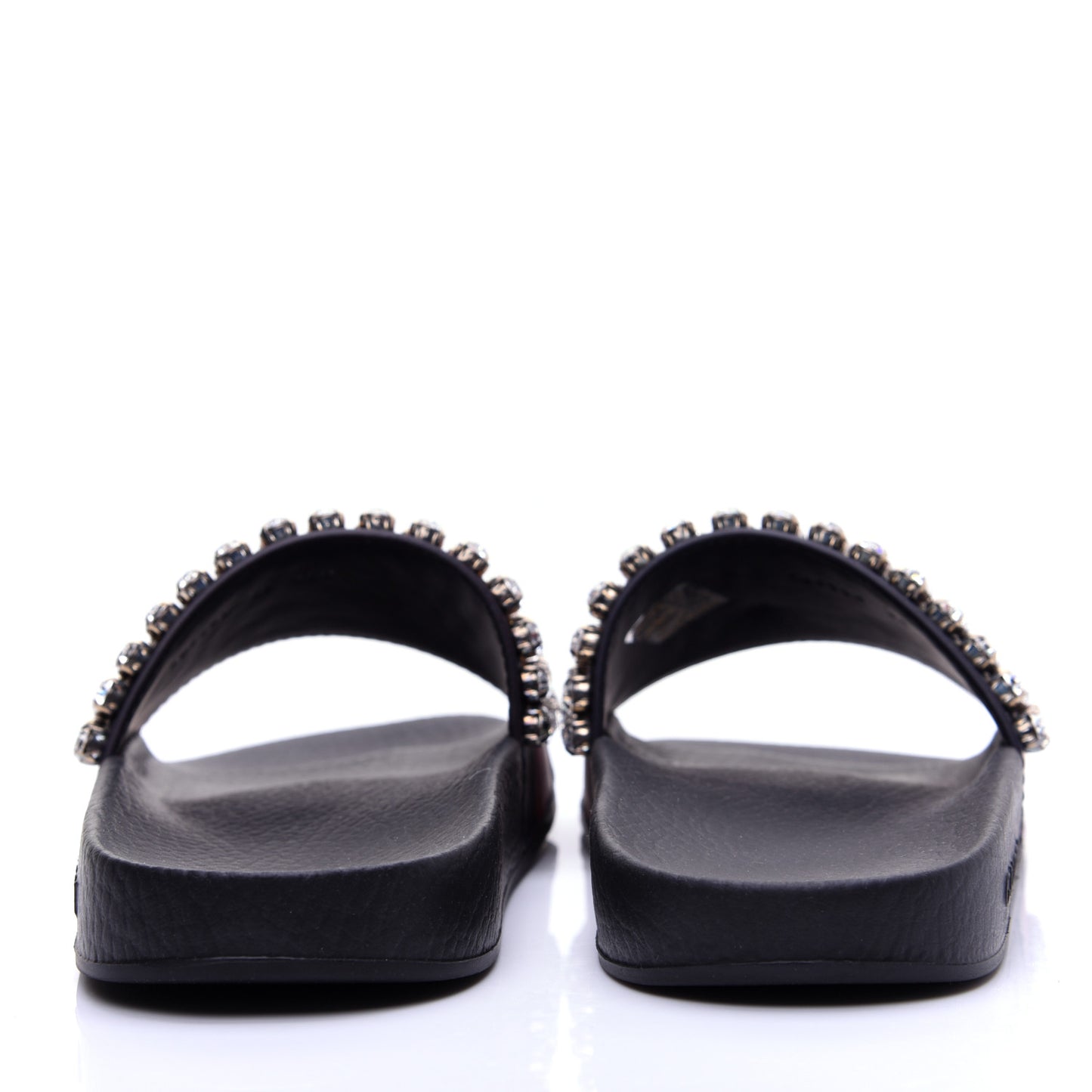 Calfskin Crystal Embellished Web Slide Sandals 38 Blue Red