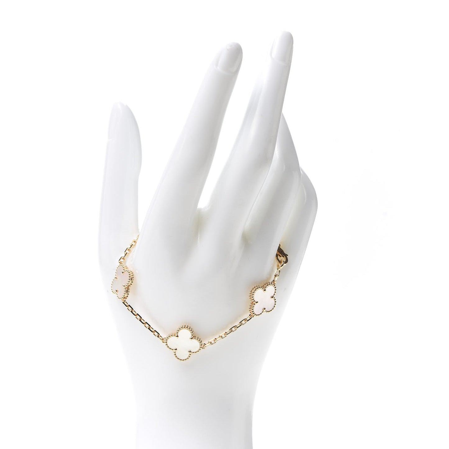 18K Yellow Gold Mother of Pearl 5 Motifs Vintage Alhambra Bracelet