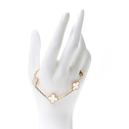 Van Cleef & Arpels 18K Yellow Gold Mother of Pearl 5 Motifs Vintage Alhambra Bracelet 2 of 8