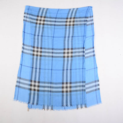 Burberry Wool Silk House Check Lightweight Scarf Cornflower Blue 3 of 5