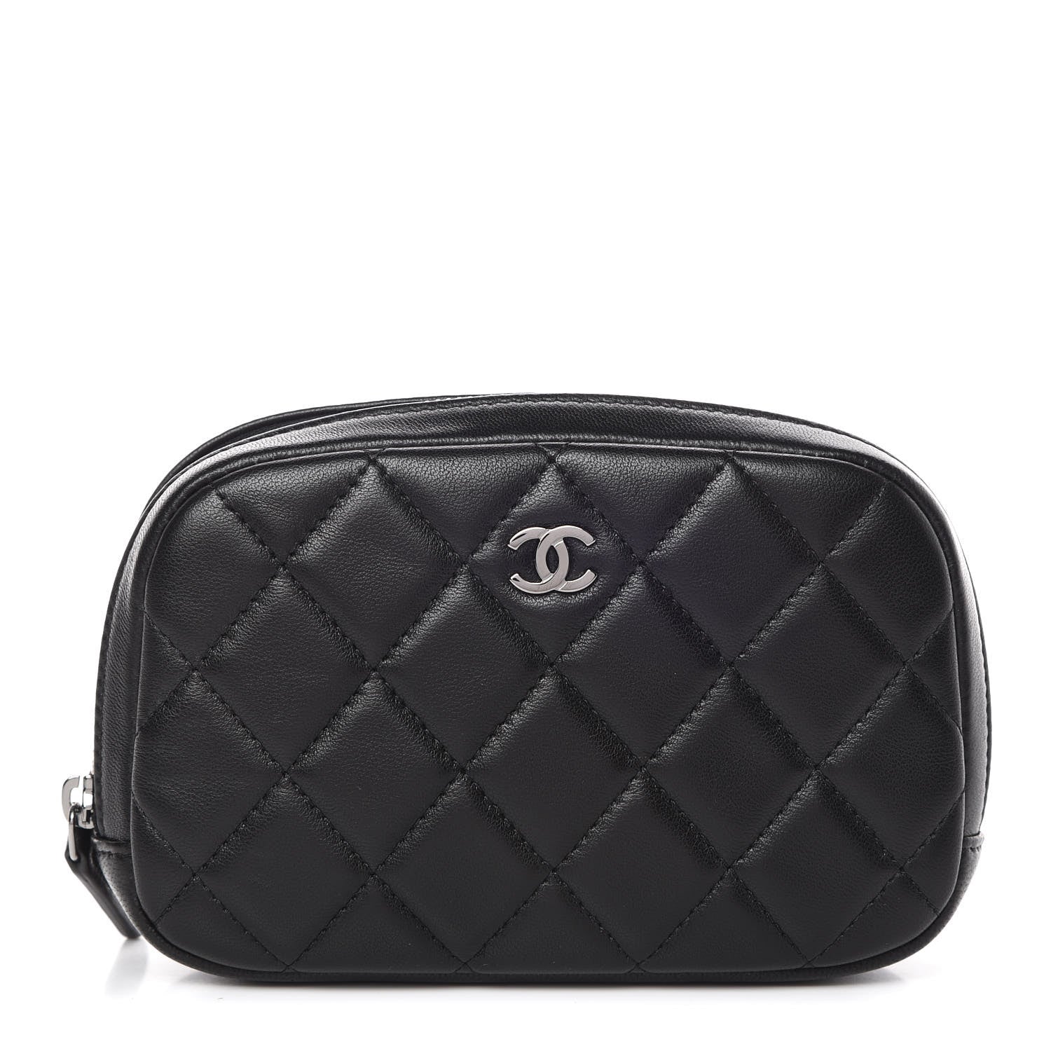 Chanel Lambskin Quilted Small Curvy Pouch Cosmetic Case Black 1 of 7