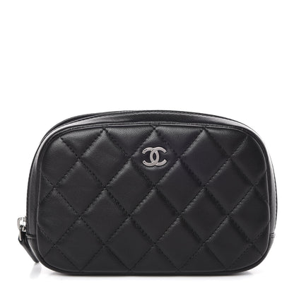 Chanel Lambskin Quilted Small Curvy Pouch Cosmetic Case Black 1 of 7