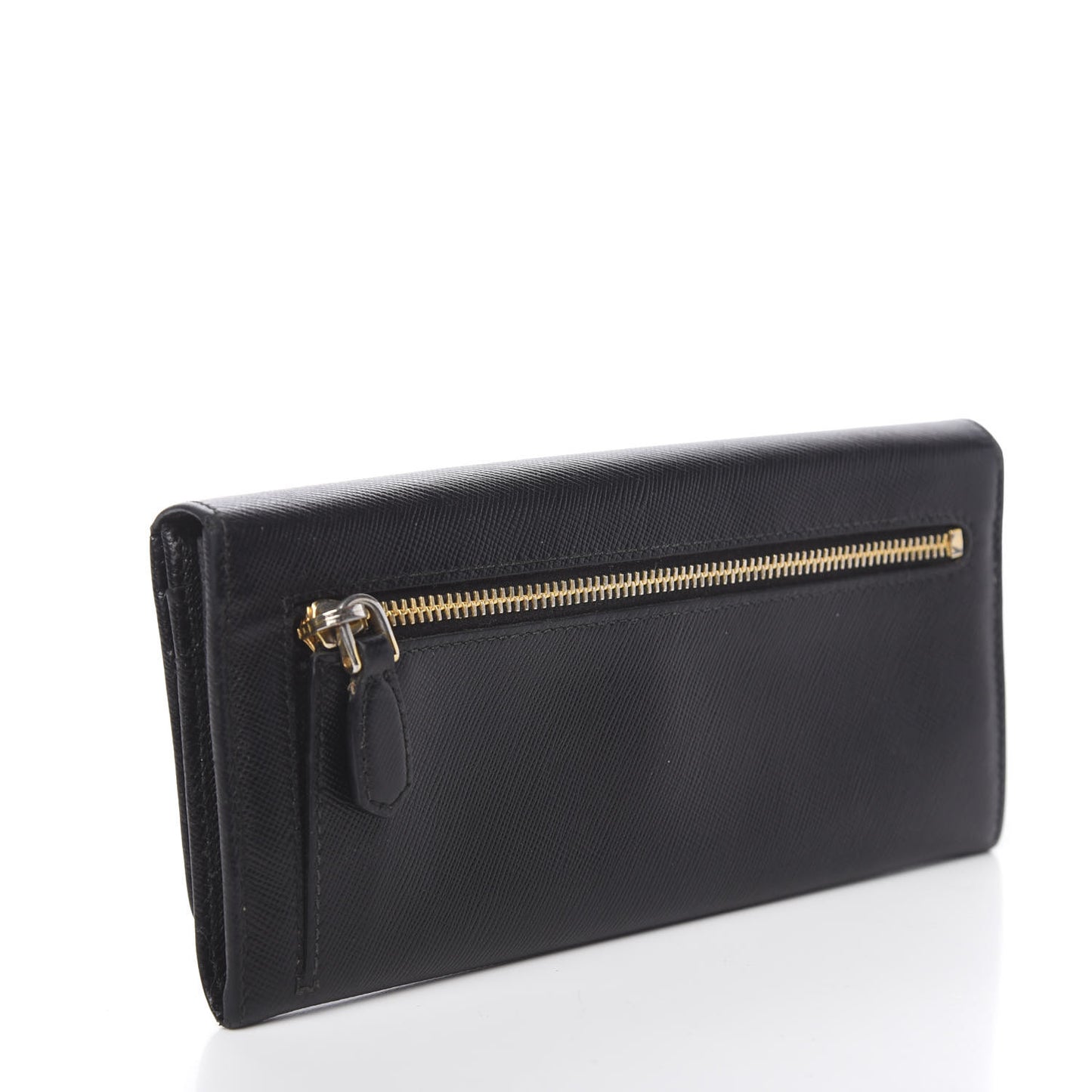 Saffiano Metal Continental Flap Wallet Black