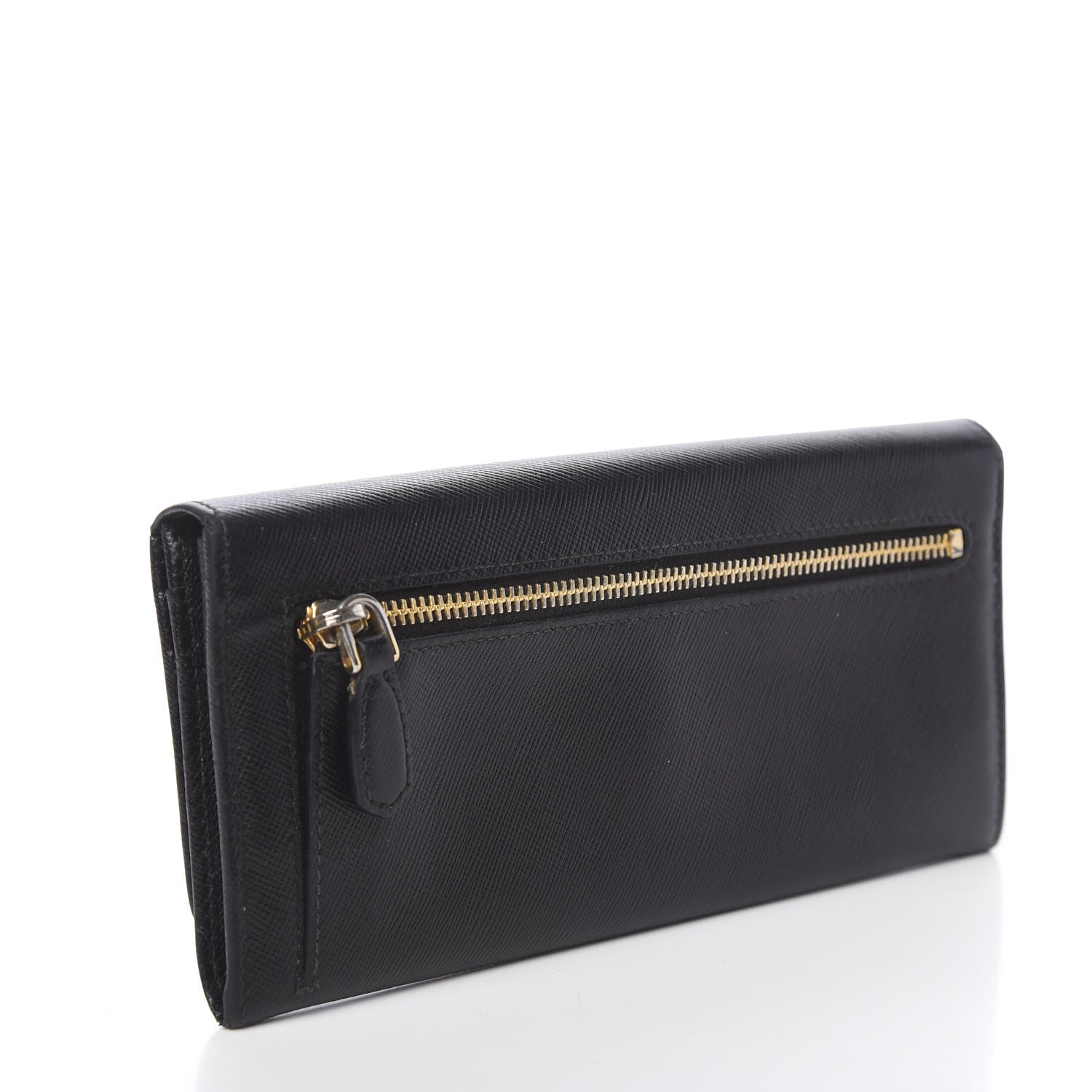 Prada Saffiano Metal Continental Flap Wallet Black 3 of 8