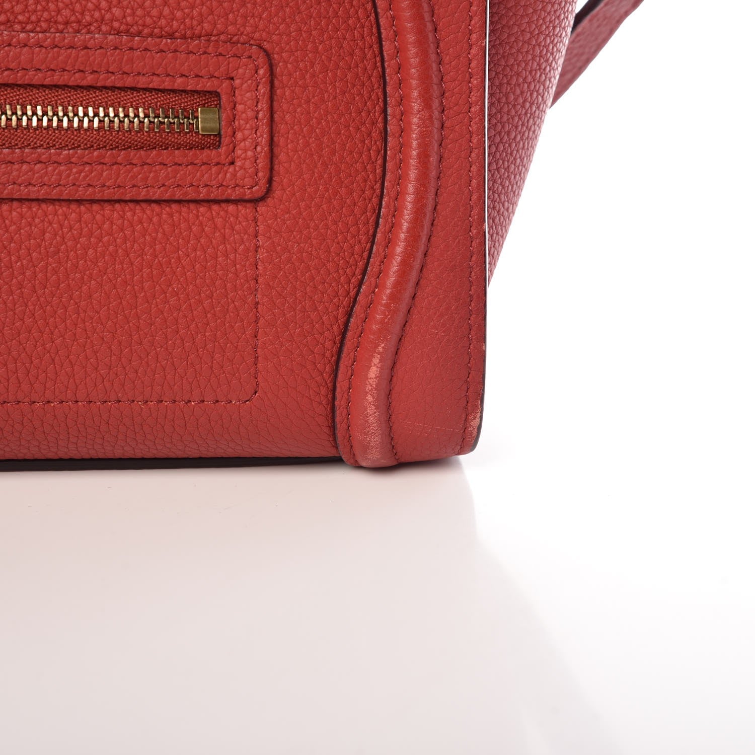 Celine Drummed Calfskin Nano Luggage Coquelicot 15 of 16