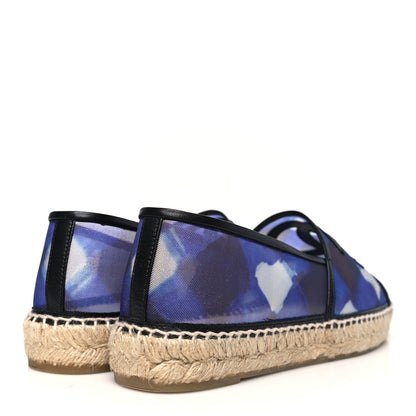 Chanel Mesh Lambskin Check Print CC Espadrilles 40 Blue Black White 5 of 10