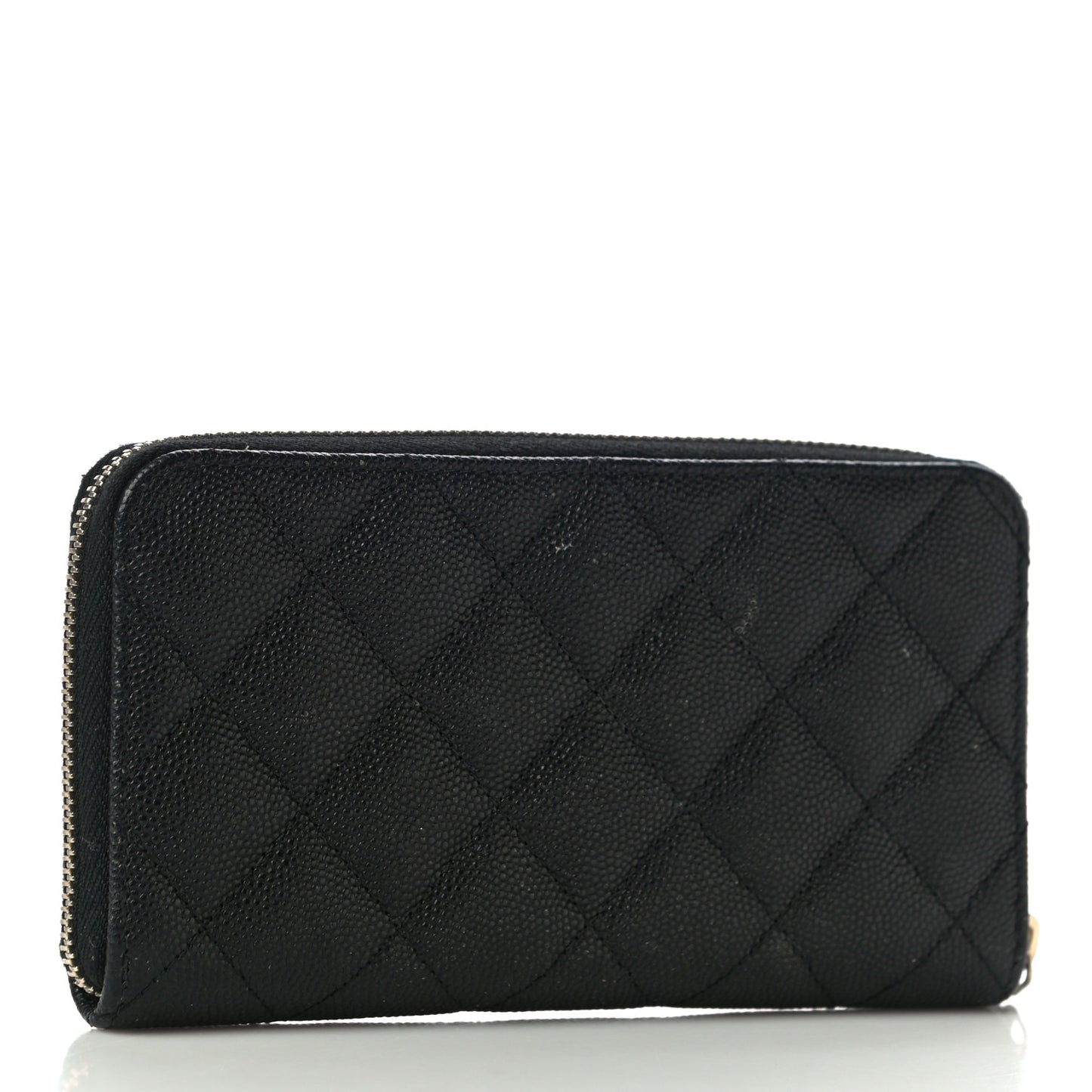 Caviar Quilted Medium Zip Around Wallet Black
