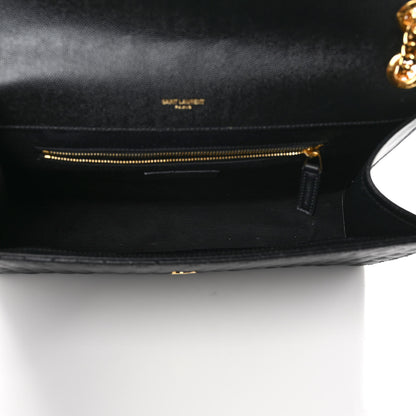 Saint Laurent Grain De Poudre Textured Mixed Matelasse Large Triquilt Monogram Satchel Black 5 of 9