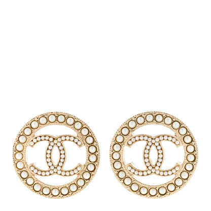 Chanel Pearl CC Round Earrings Gold 1 of 5
