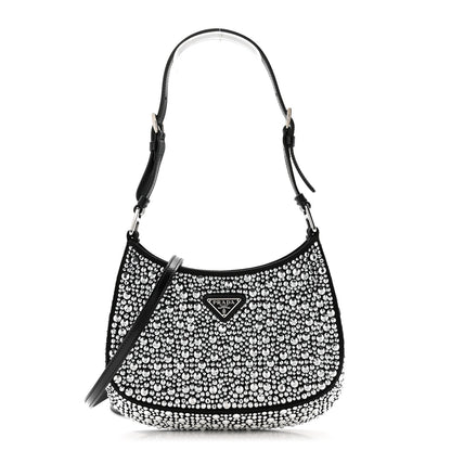 Prada Satin Crystal Cleo Adjustable Strap Shoulder Bag Metal 1 of 11