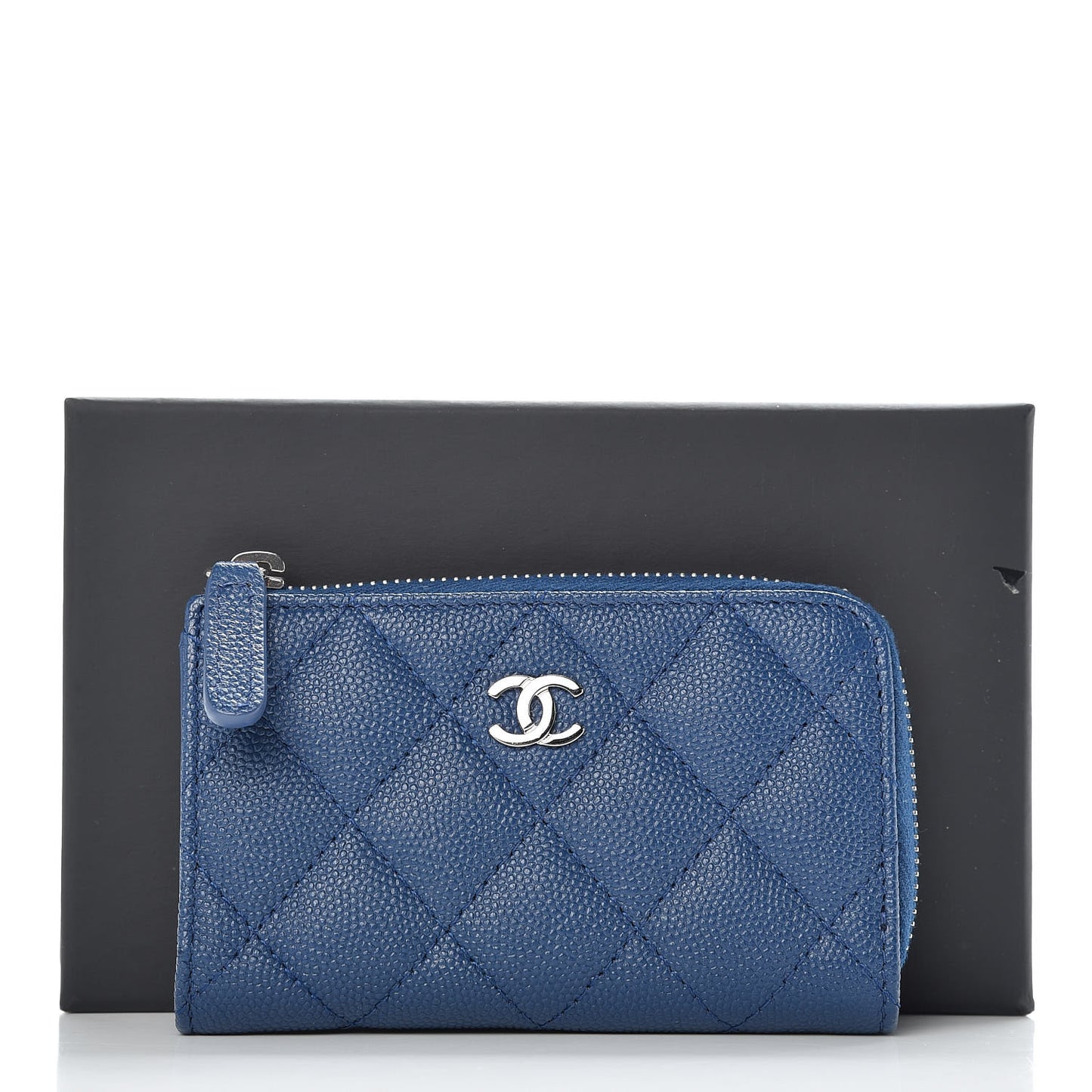 Caviar Quilted Key Holder Case Blue