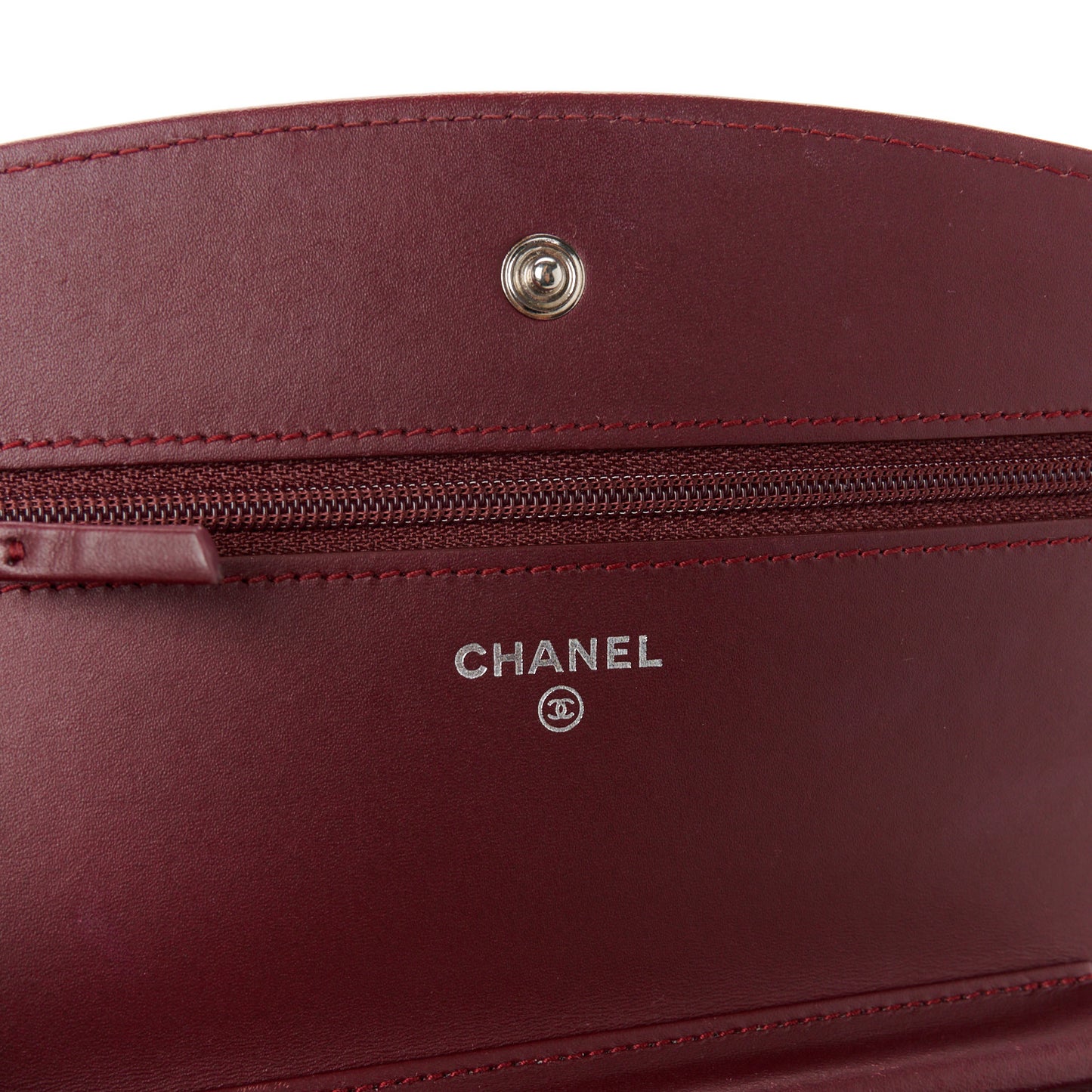 Patent Quilted Brilliant Wallet On Chain WOC Dark Burgundy