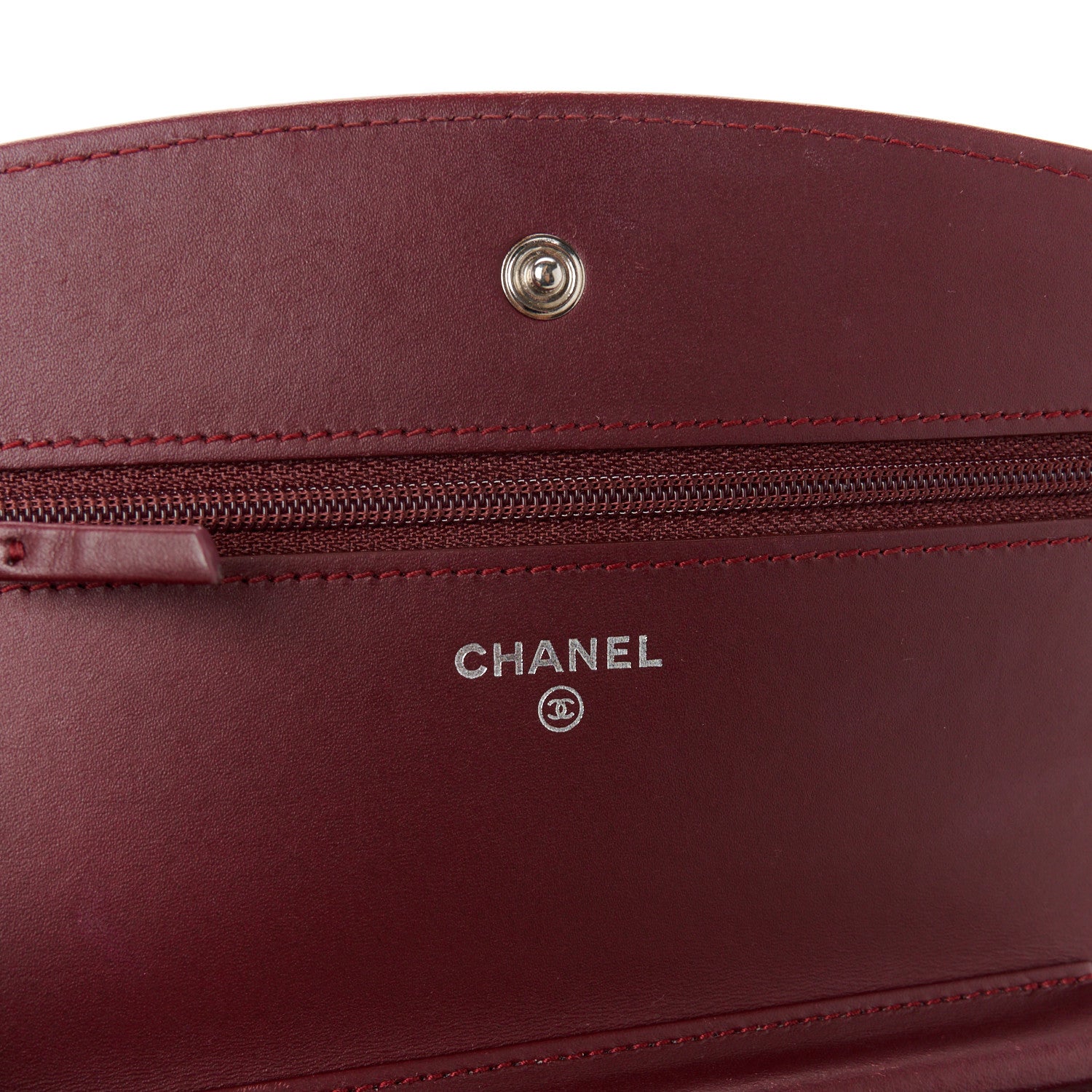 Chanel Patent Quilted Brilliant Wallet On Chain WOC Dark Burgundy 6 of 11