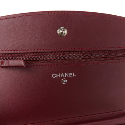 Chanel Patent Quilted Brilliant Wallet On Chain WOC Dark Burgundy 6 of 11