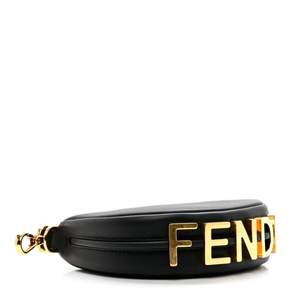 Fendi Vitello Grace Matte Nano Fendigraphy Hobo Charm Black 5 of 8