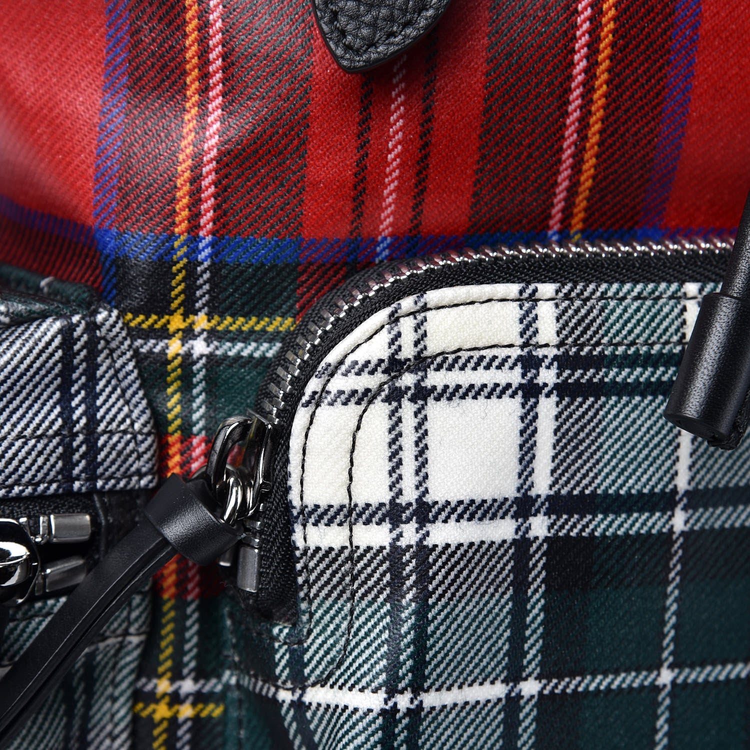 Burberry Laminated Tartan Patchwork Medium Rucksack Backpack Military Red 8 of 9