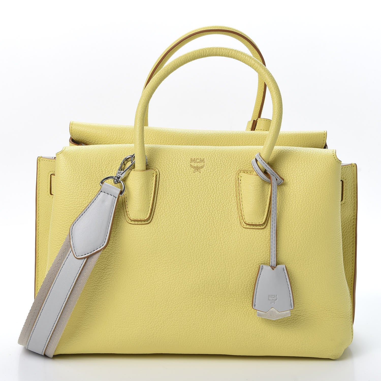 MCM Grained Calfskin Medium Milla Tote Custard Yellow 9 of 9