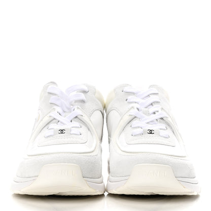 Chanel Nylon Calfskin Suede Fabric CC Sneakers 40 White 2 of 10