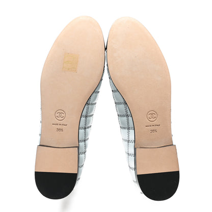 Chanel Lambskin Embroidered Grosgrain Quilted Cap Toe Ballerina Flats 38.5 Light Blue Black 6 of 10
