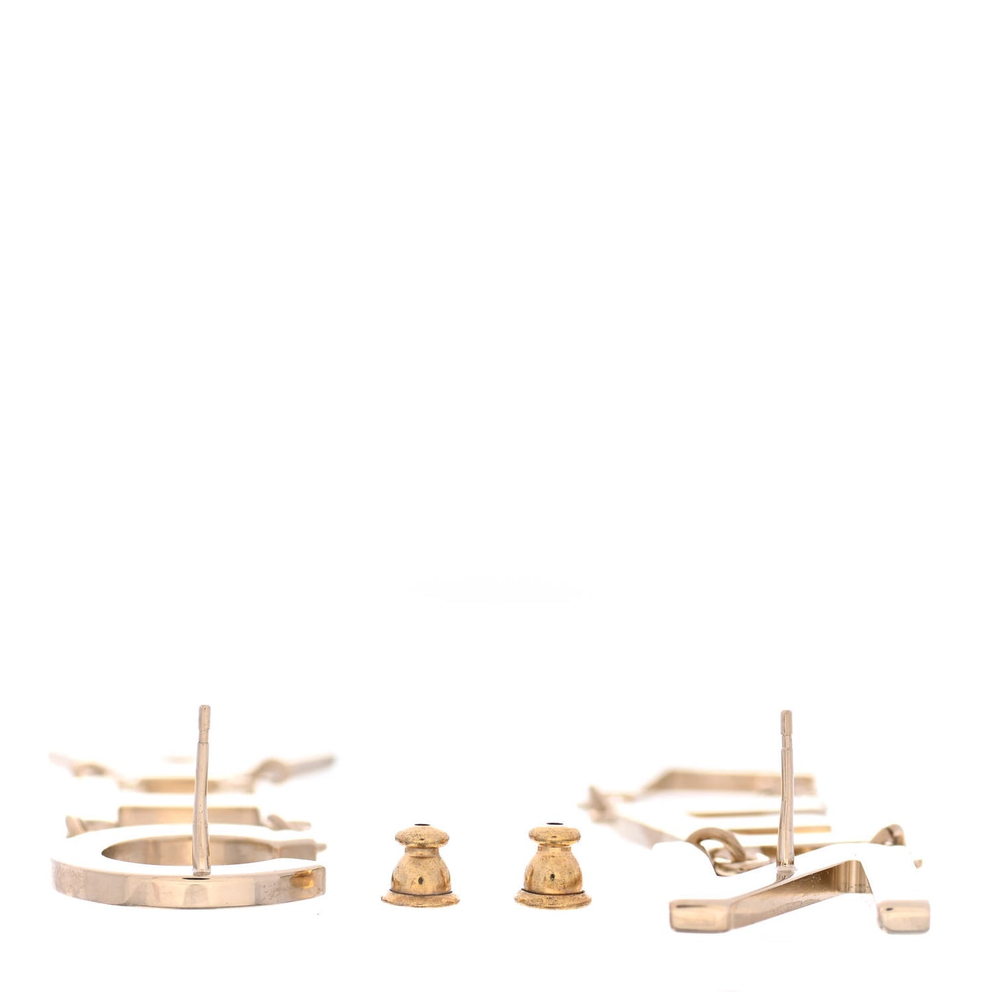 Metal Cha-Nel Logo Drop Earrings Gold
