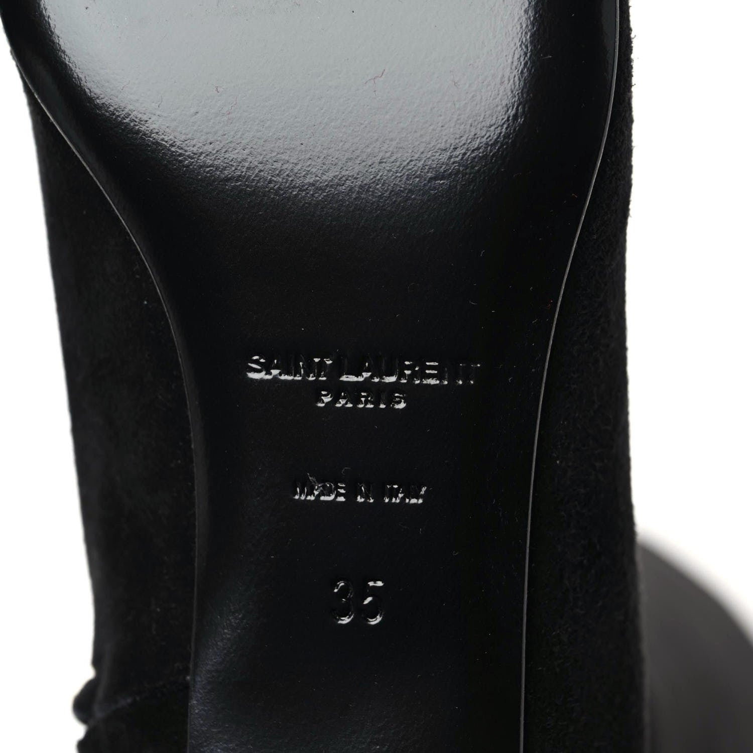 Saint Laurent Suede Goatskin BB 20 Over The Knee Fringed Boots 35 Black 6 of 7