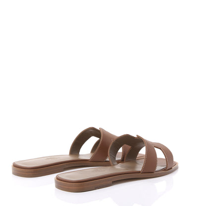 Hermes Box Calfskin Oran Sandals 39 Gold 4 of 9