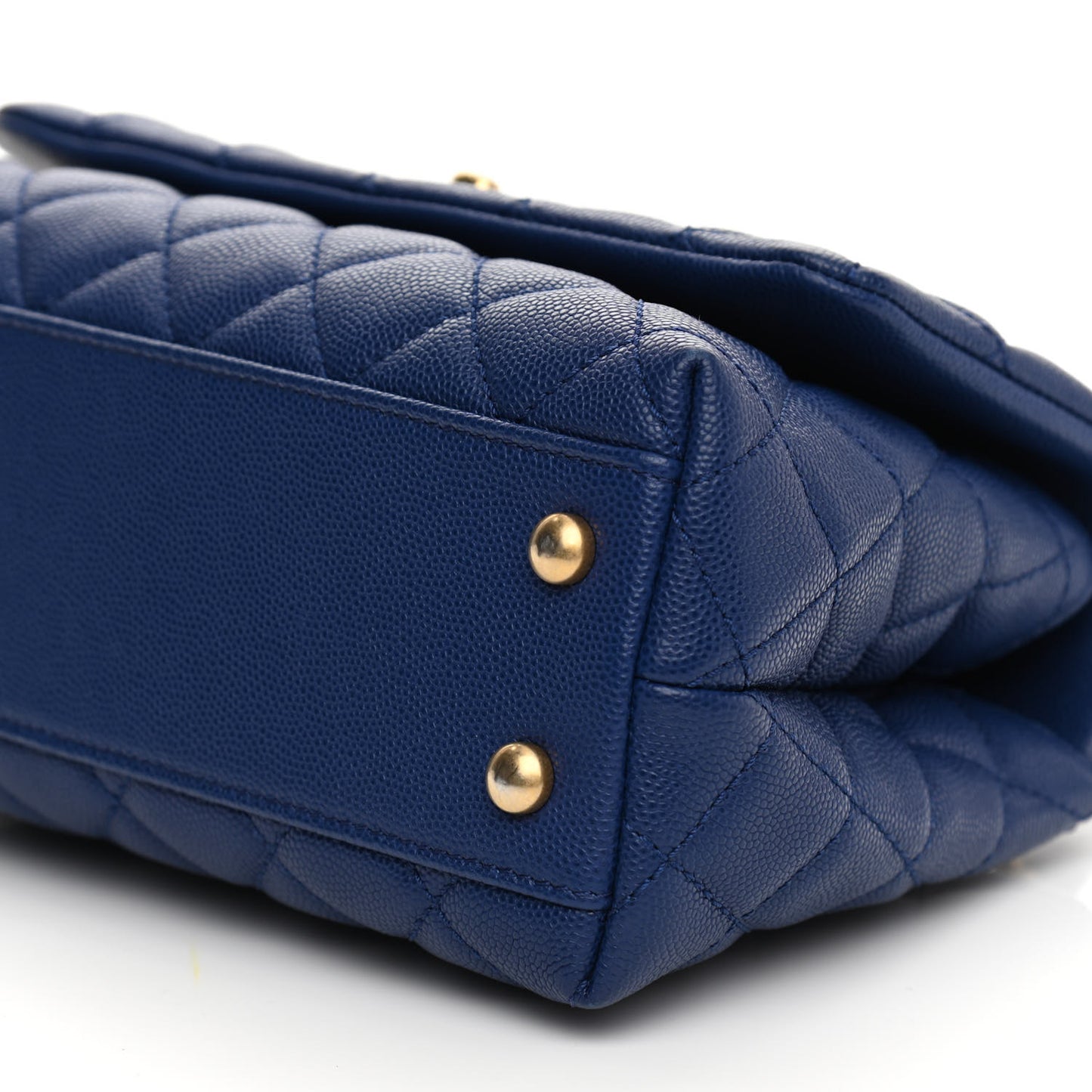 Caviar Elaphe Quilted Mini Coco Handle Flap Blue