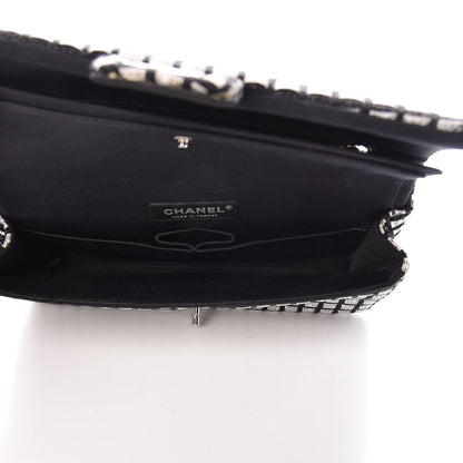 Chanel Ribbon Tweed Medium Double Flap Black White 5 of 11