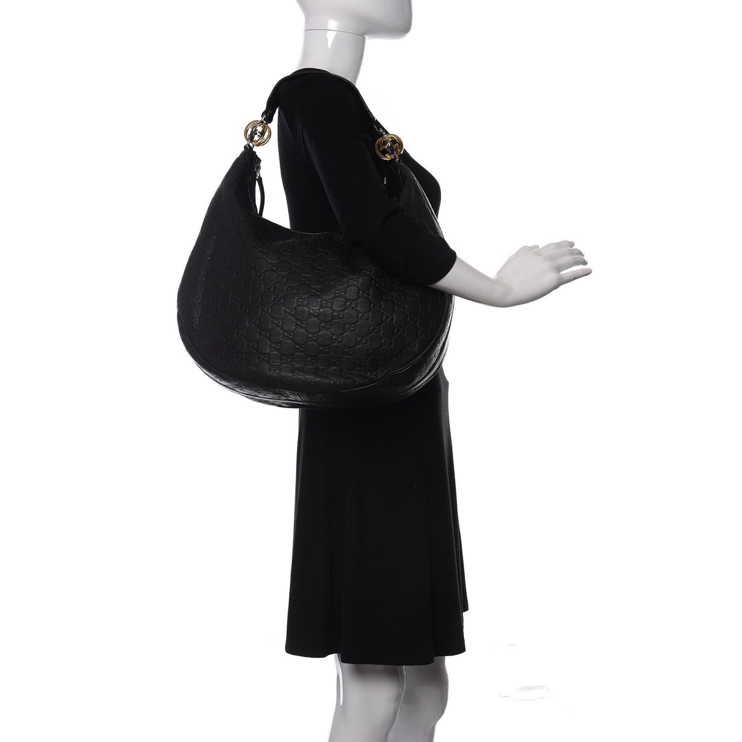 Guccissima Large GG Twins Hobo Black