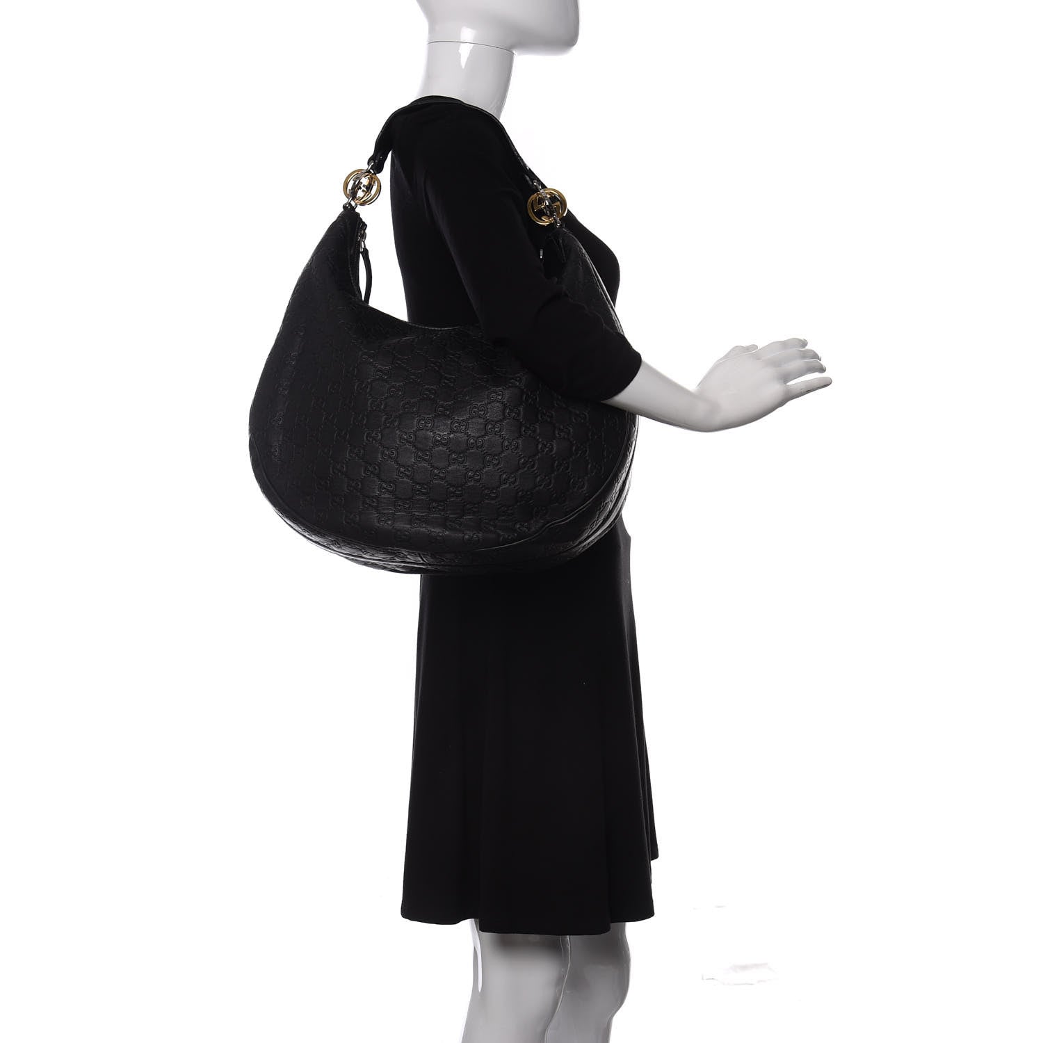 Gucci Guccissima Large GG Twins Hobo Black 2 of 9