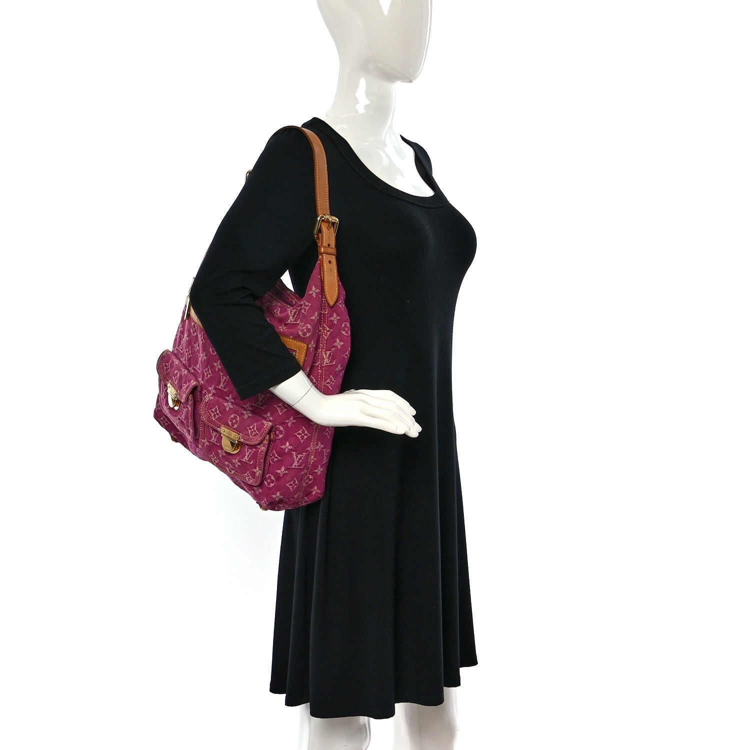 Louis Vuitton Denim Baggy GM Fuchsia 2 of 13